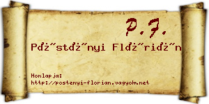 Pöstényi Flórián névjegykártya
